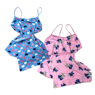 Pijama feminino Stitch short doll baby doll personagens adulto em Oferta na Shopee