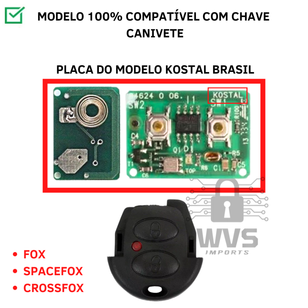 カバル Chave Canivete compativel com alarme do Fox Spacefox CrossFox 2005