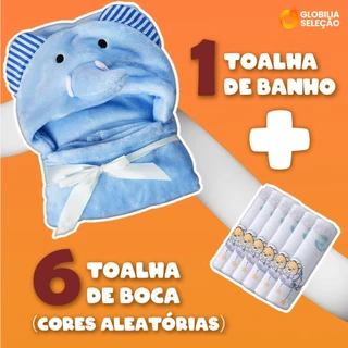 💓Toalha de Banho Bebê( Pode ser utilizado como cobertor）+ 6 Toalha de Babador Bebê 100% Algodão Estampada