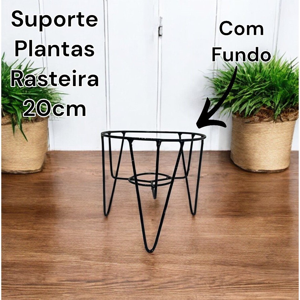 Suporte Vaso de Plantas Tripé 20cm Baixo para Jardim Reforçado Pote 21 ...