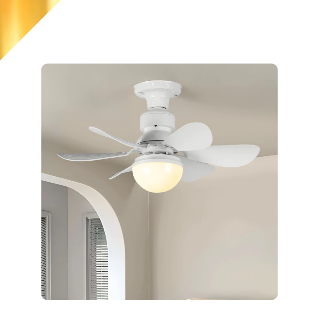Ventilador de Teto 60W LED Lâmpada Controle Remoto Luminária Economica de Energia 6 lâminas Bivolt