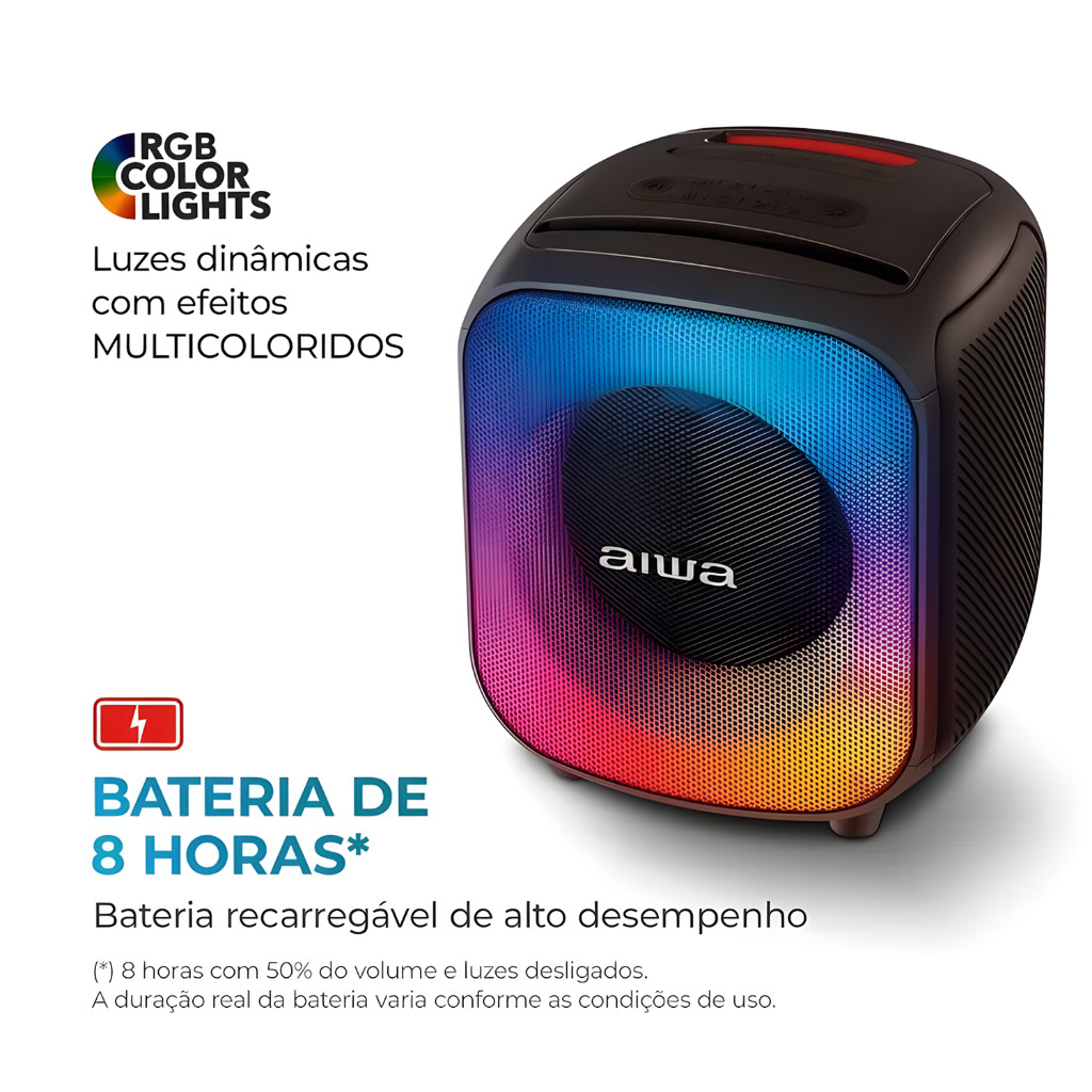 Caixa de Som Amplificada AIWA Party Box AWSPB07 Bluetooth