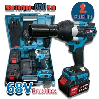 Parafusadeira E Furadeira De Impacto Solta Pneus Camiao 68v Com 2 Baterias