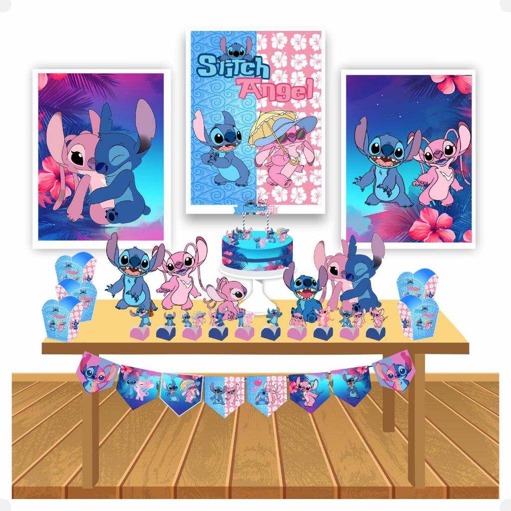 Kit Festa Stitch e Angel Infantil só um bolinho Decoração Aniversário ...