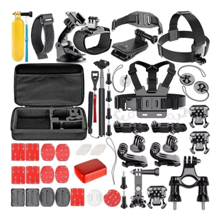 Kit 54 Acessórios para Action Camera GoPro Suportes, Tripé, Cinta, Maleta e Adaptadores