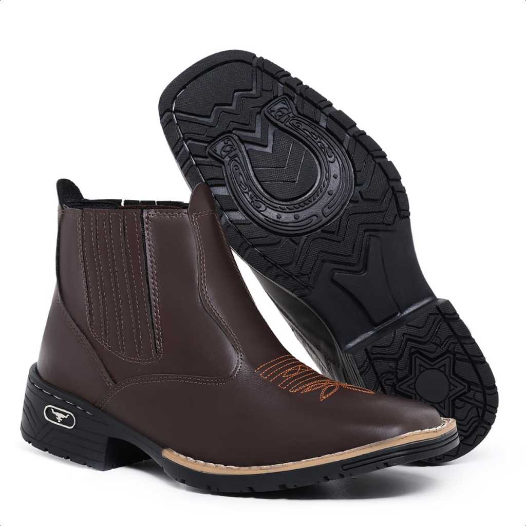 Bota Botina Country Rodeio Masculina em Couro | Estilo, Conforto e ...