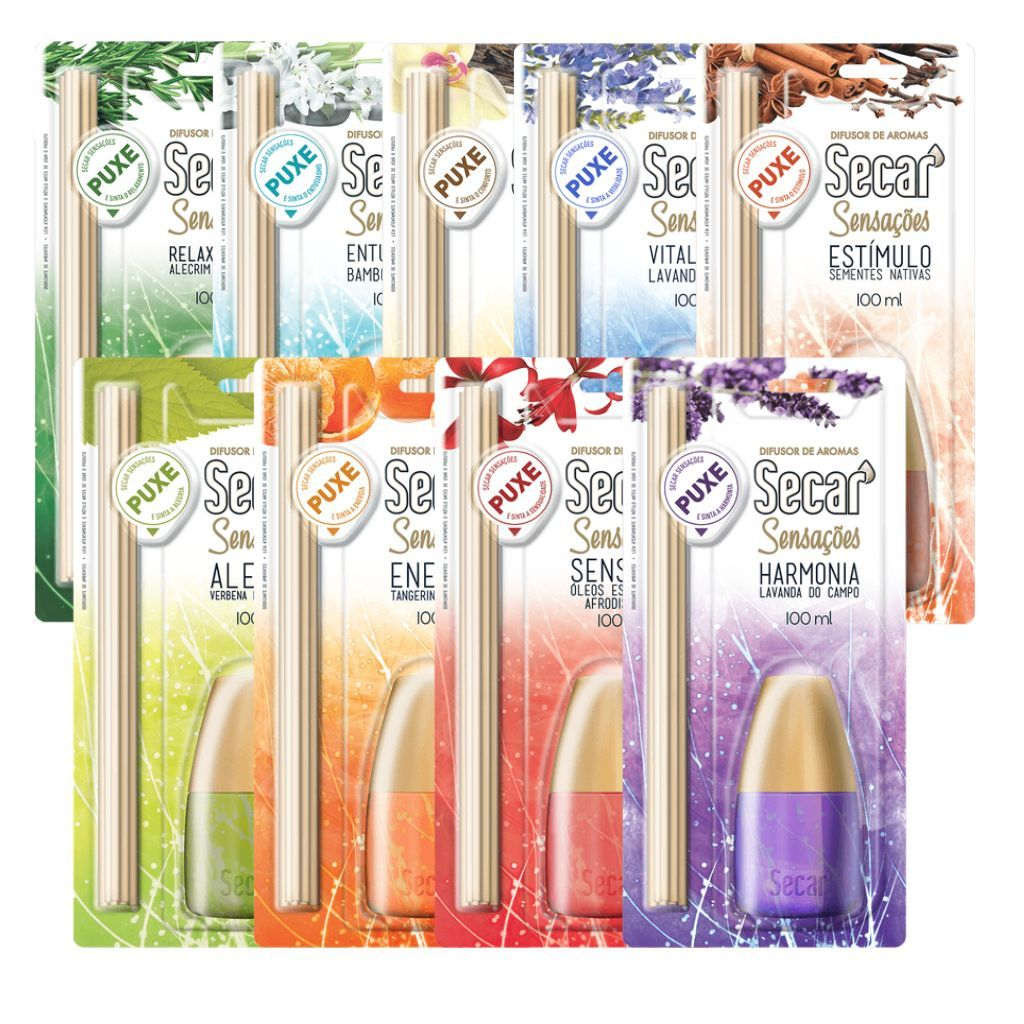 KIT 2 DIFUSORES DE AROMA SENSAÇÕES SECAR ORIGINAL - 100ML | Shopee Brasil