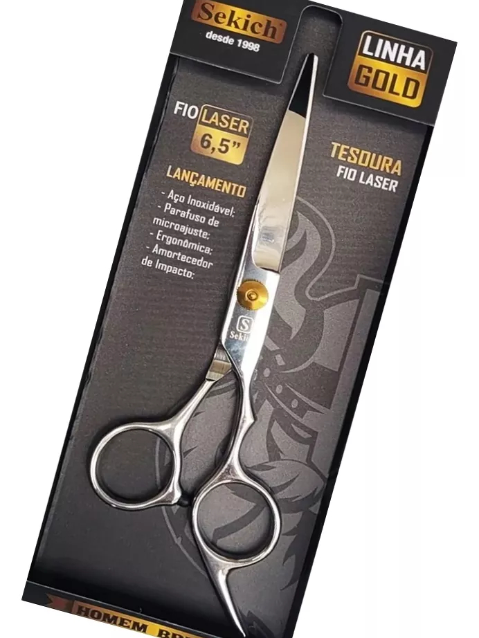 Tesoura Profissional De Barbeiro A Laser De Aço Inoxidável 6,5 Sekich ...