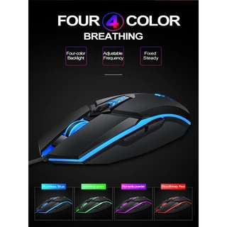 Mouse Com Fio Preto Led Jogo