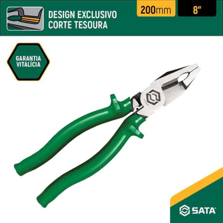 Alicate Universal Tesoura Sata 8 1000V Aço Cromo Vanádio Cabo Isolado