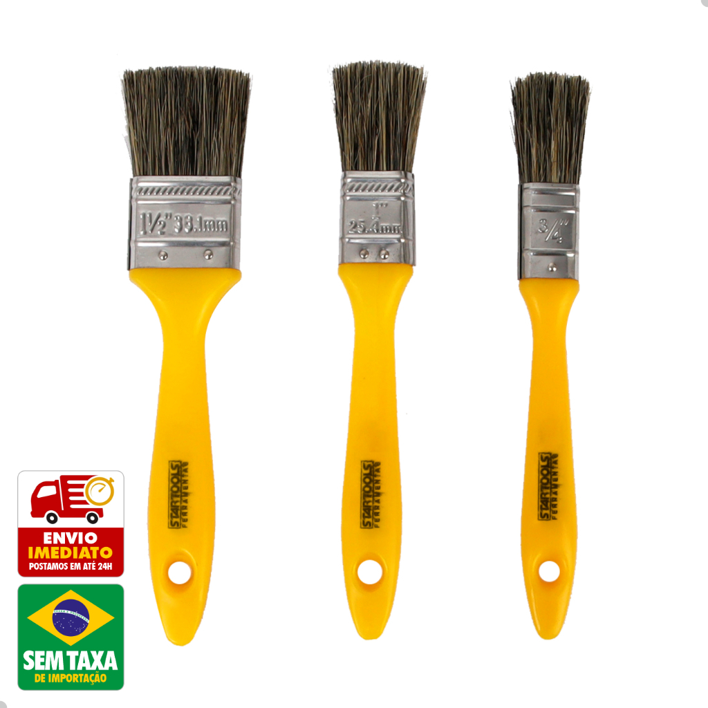 Kit Trincha Pincel Profissional Para Pintura Em Geral 3 Peças Multiuso ...