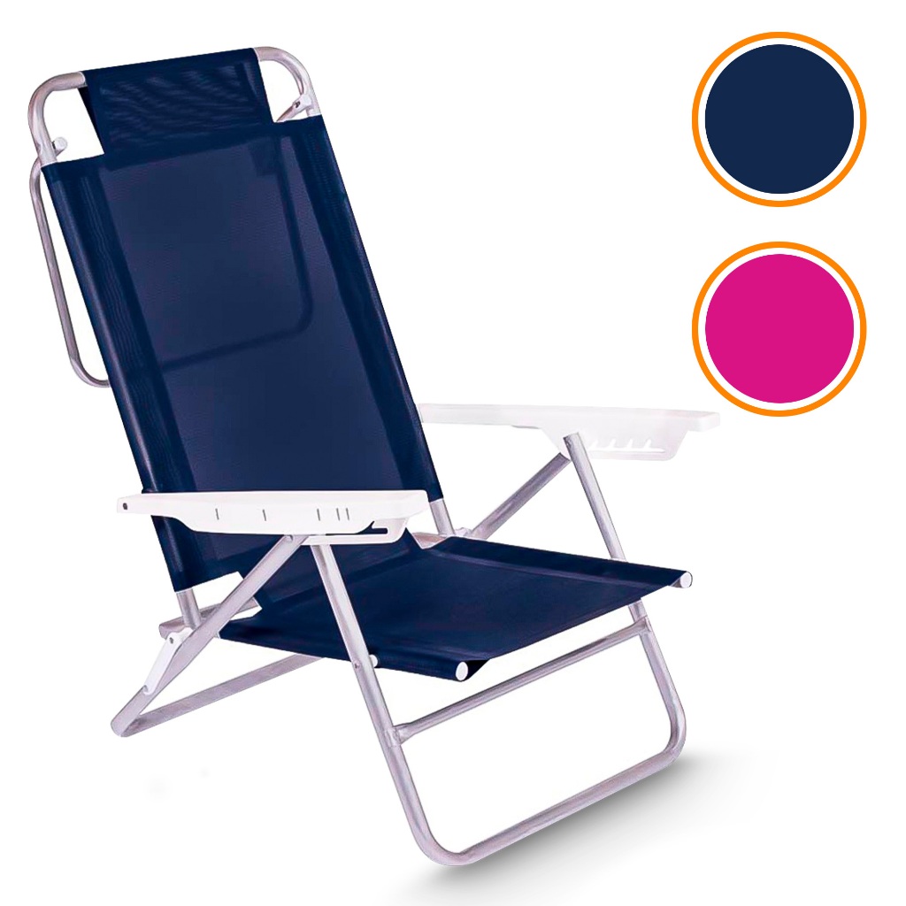 Cadeira De Alumínio Summer Reclinável 6 Posições Praia Camping Mor ...