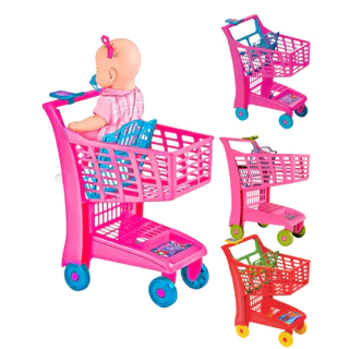 Carrinho de Mercado Brinquedo Infantil Supermercado Super Martket Menino ou Menina Rosa Vermelho Magic Toys