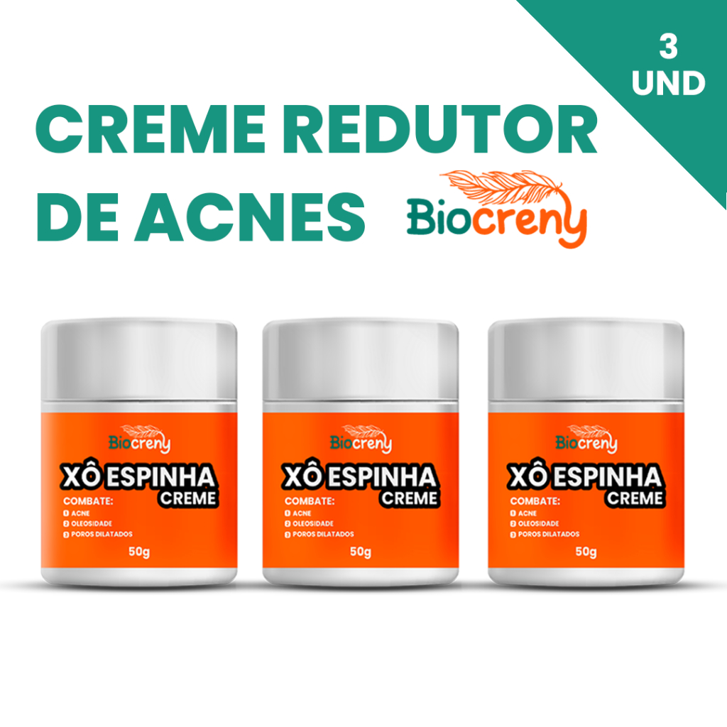 Kit 3 Cremes Xô Espinha Clareador de Manchas e Antiacne Tratamento