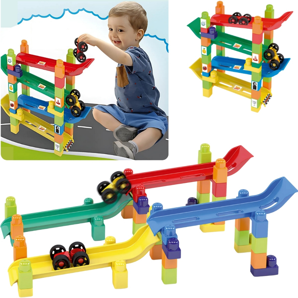 Brinquedo Rampa Pista Carrinhos Blocos De Montar Educativo Monta Monta ...