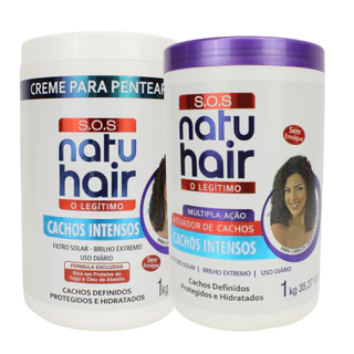 Kit Creme para Pentear Cachos Intensos + Ativador de Cachos [ Cachos Intensos] SOS Natuhair 1kg