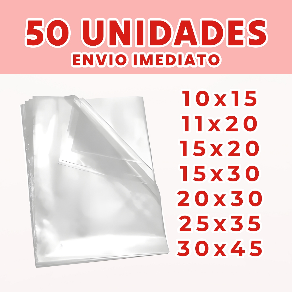 50 Sacos Transparentes Incolor | Vários Tamanhos | Ideais para ...