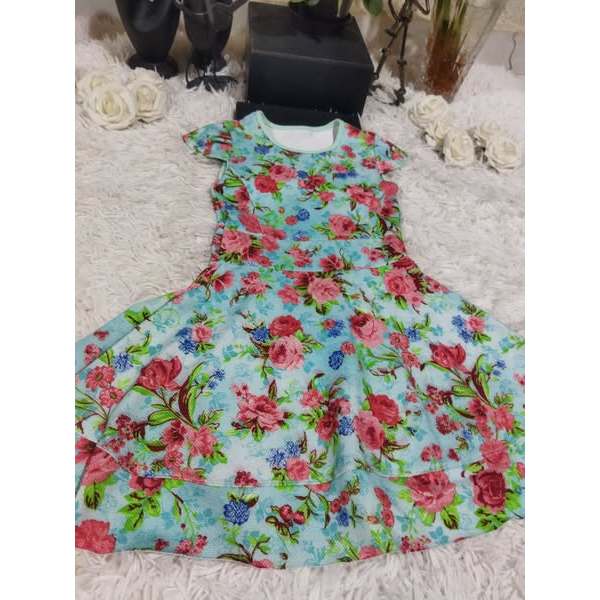 Vestido Infantil Feminino, Modelo Manga Japonesa, Estampa Floral