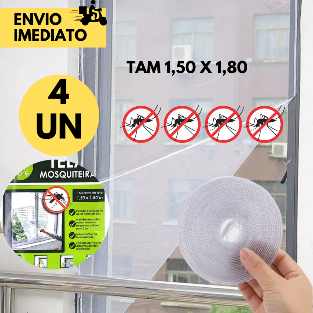 4 Tela Mosquiteira para Janela Proteção Contra Pernilongo Mosquito da ...