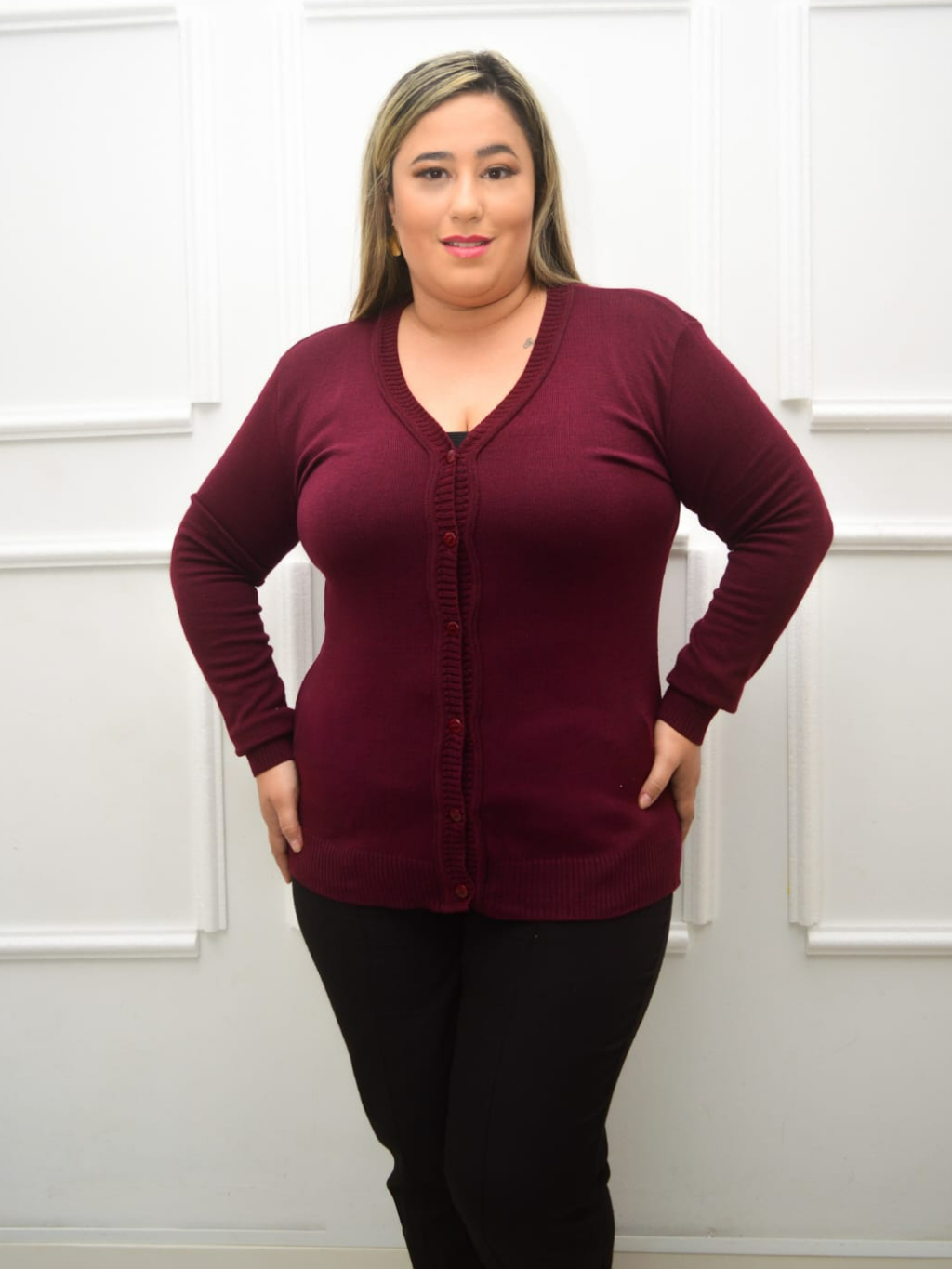 casaco de tricô cardigan plus size feminino de frio liso básica