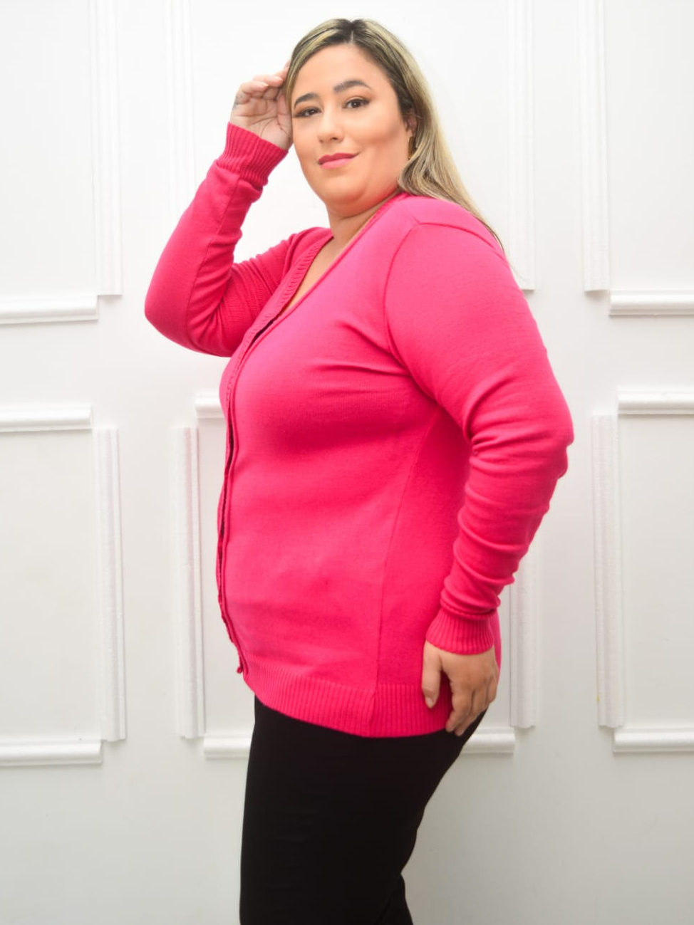 casaco de tricô cardigan plus size feminino de frio liso básica