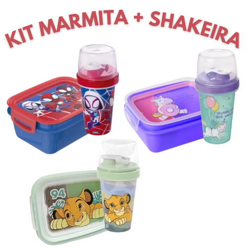 Kit Marmita Lancheira Para Escola + Shakeira Infantil - Plasútil ...