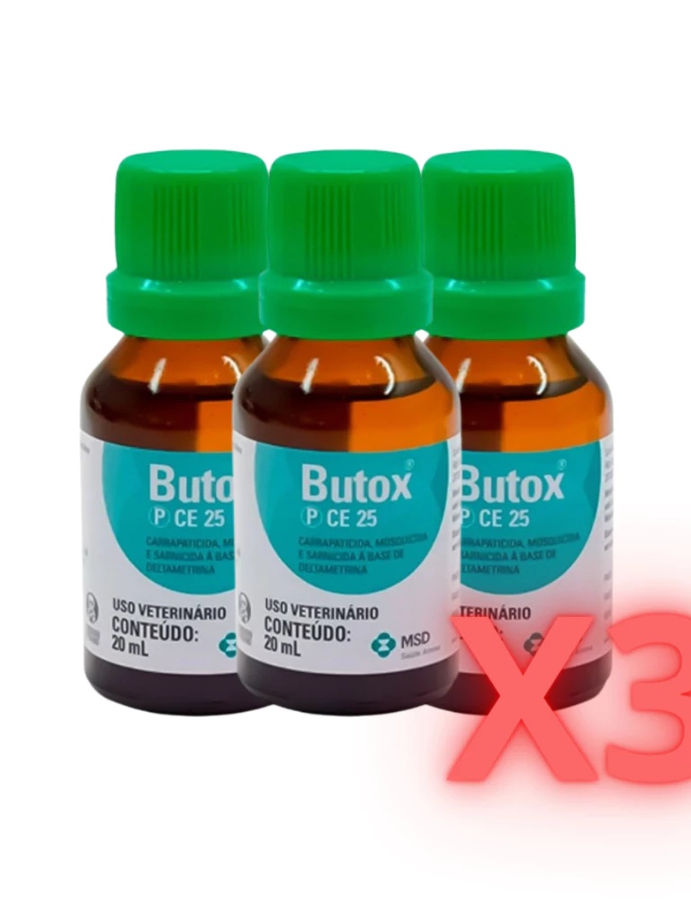 Kit 3 Butox 20ml Carrapatos Pulgas Sarnas Piolhos Moscas MSD | Shopee ...