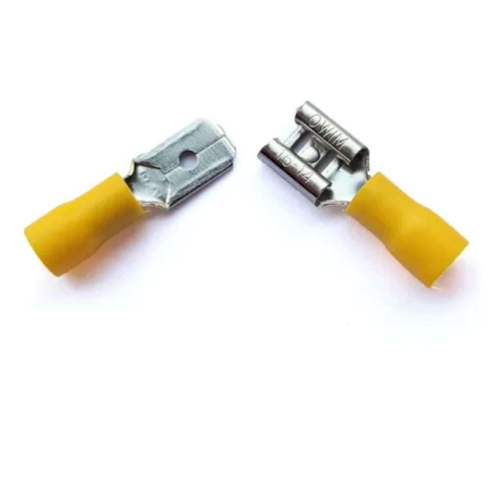 Kit 10 Pares - Terminal Faston Macho E Fêmea Pré Isolado Amarelo ...