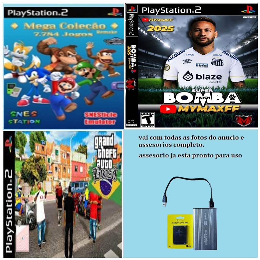kit opl / M.. card 8MB/ 500 gb / 180 j#g#s inclusos os melhores.