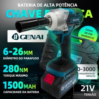 Sem Escova Parafusadeira Chave De Impacto Sem Fio Com 2 Baterias 21v 280N.m