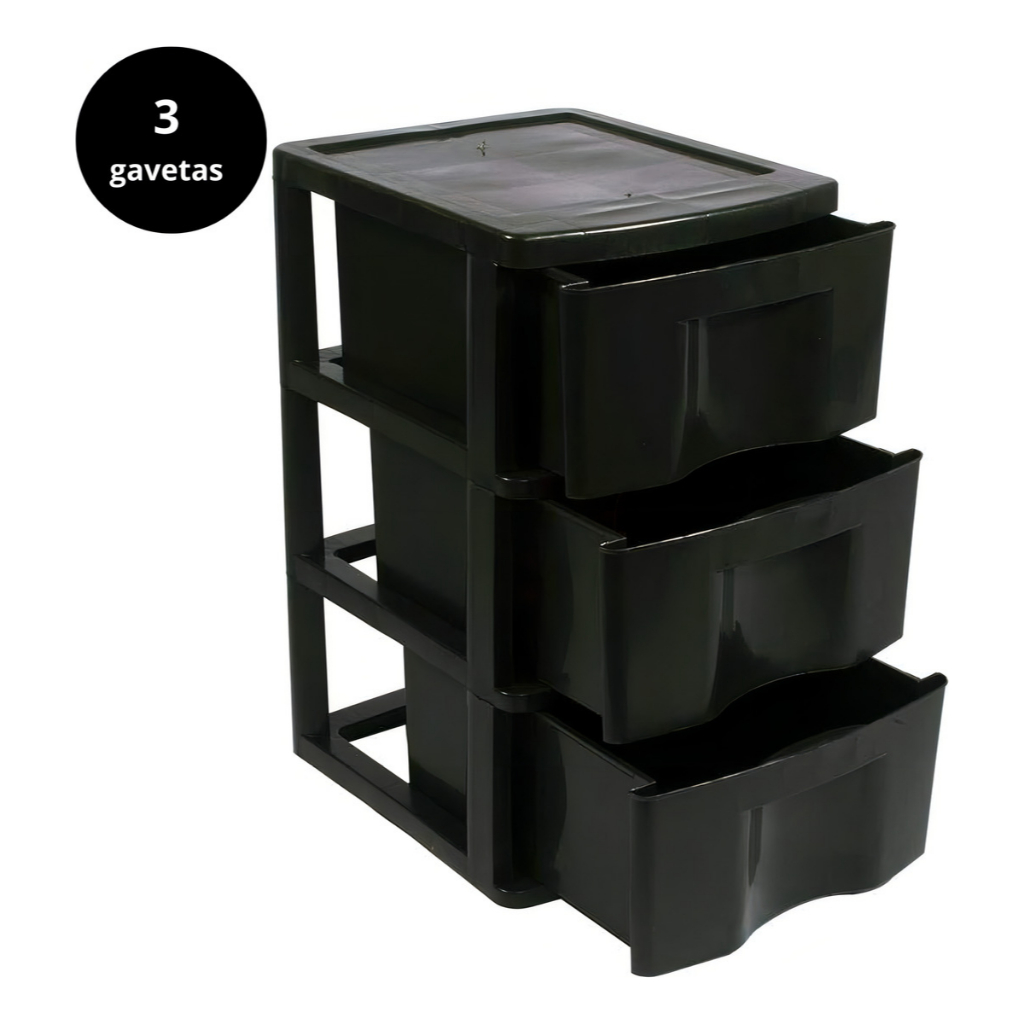 Gaveteiro Organizador Plástico Com 3 Gavetas Grandes | Shopee Brasil