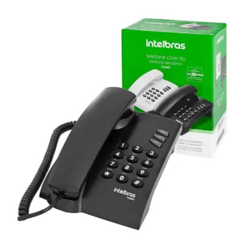 Aparelho Telefone de Mesa Fixo Com Fio Intelbras Pleno - Preto/Branco ...