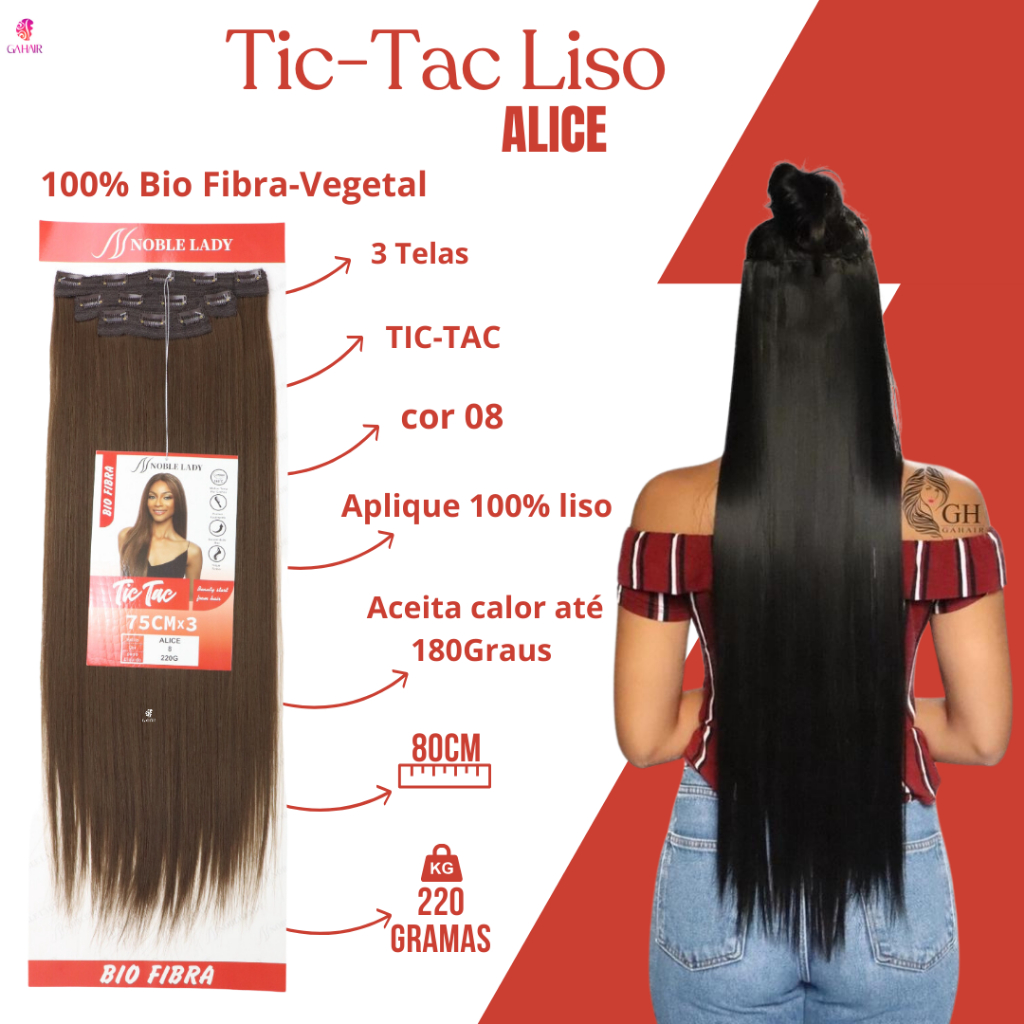 Aplique Tic Tac Identico Ao Humano 100 % Bio Fibra Kit 3 Telas