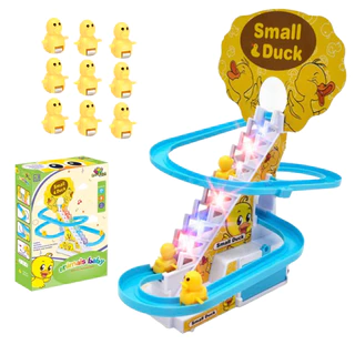 Brinquedo Pista Pato Patinho Escorrega Tobogã Escada Musical com Som e Led Menino e Menina Presente