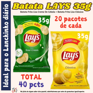 Kit 40 pacotes sendo 20 Batata Frita Lisa Creme De Cebola + 20 Batata Frita Lisa Clássica
