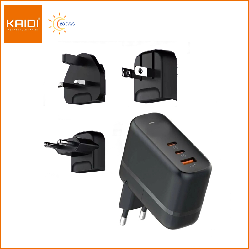 Carregador de Tomada Fonte Turbo 65W Viagem Tipo-C e USB KAIDI KD