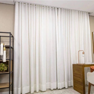 Cortina De Trilho Suíço Blackout 100% + Linho Com Wave Para Ondas Perfeitas