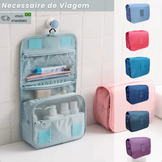 Necessaire Organizadora Bolsa De Viagem Higiene Pessoal Maquiagem Com Divisória c/ Gancho Cabide em Oferta na Shopee