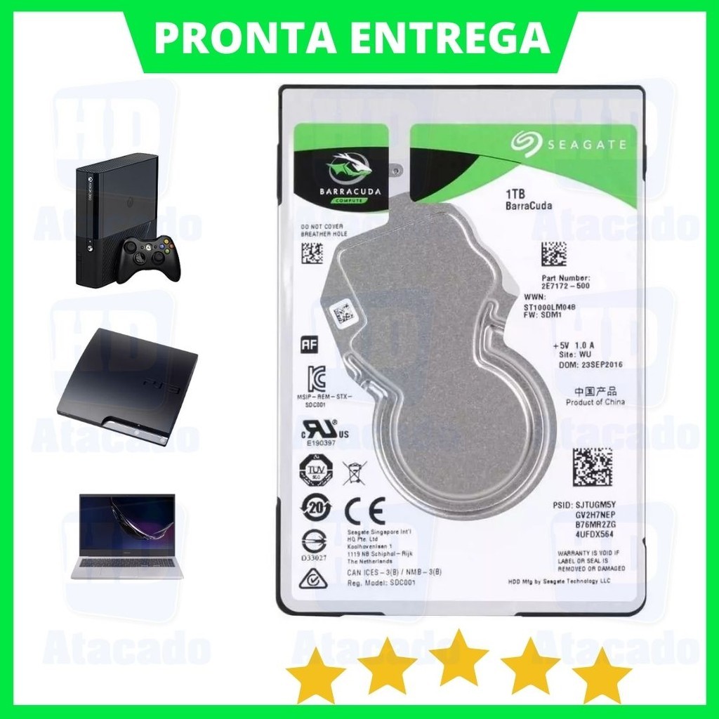 HD 500GB/1TB Slim Para Notebook/PC/Video Game/PS4/PS5/Xbox/All In One - Marcas Variadas