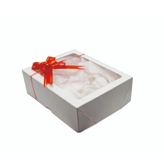 Caixa Presente Visor-19x15x6 (cm)-Várias cores, com seda+laço fácil - 10/20 Un