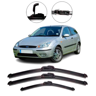 Kit de 3 Palhetas para Limpador de Parabrisa Dianteiro + traseiro para Focus 2000 até 2007