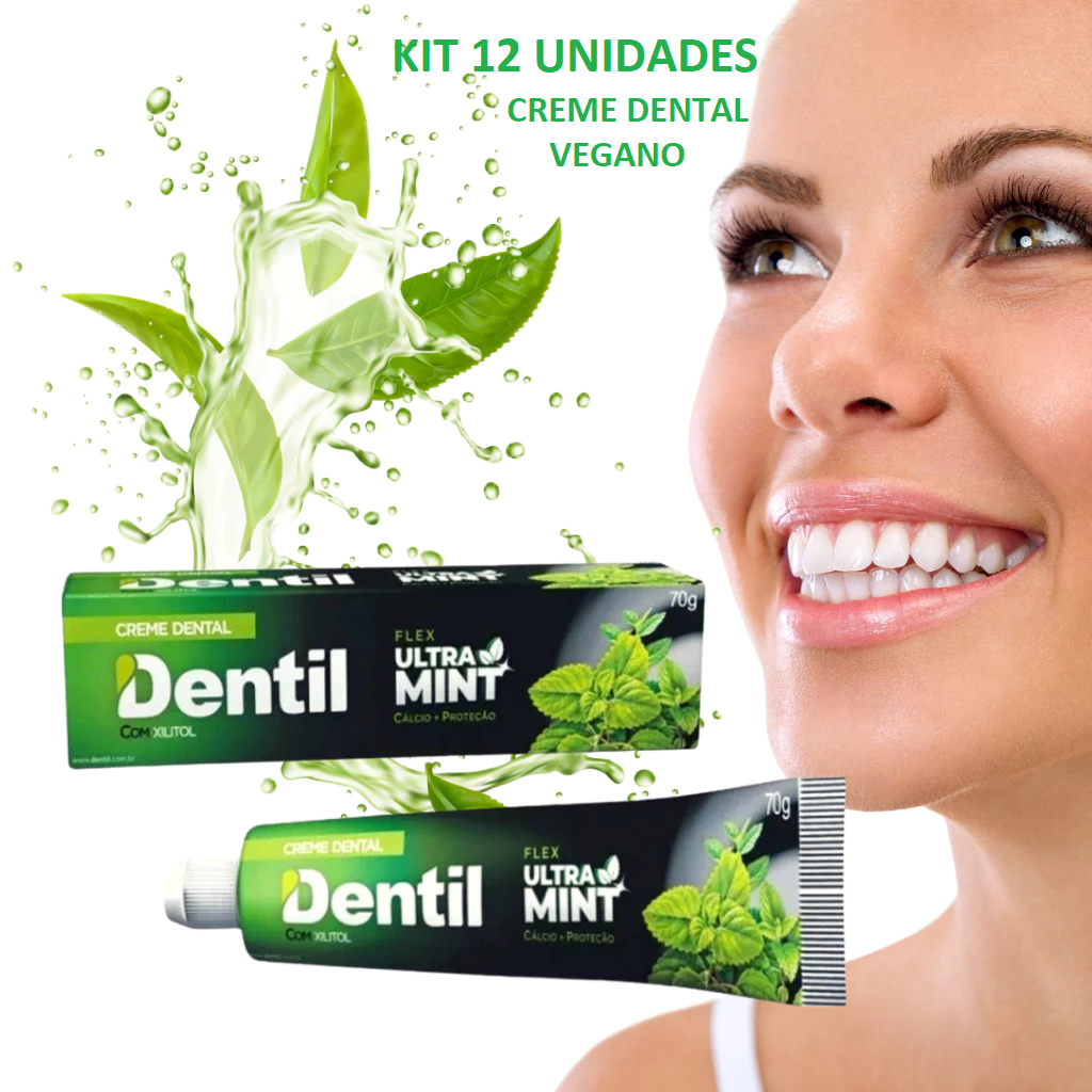 Creme Dental VEGANO Adulto Ultra Mint Refrescante Sem Fluor Dentil 70g ...