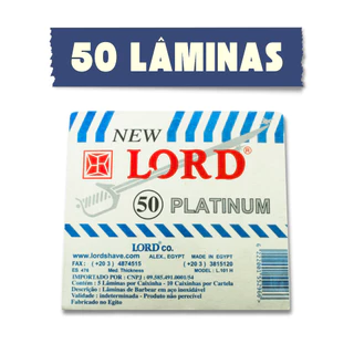 Lâminas de Barbear Lord New Platinum Branca 50 Unidades Aço Inoxidável Corte Preciso Suave e Durável