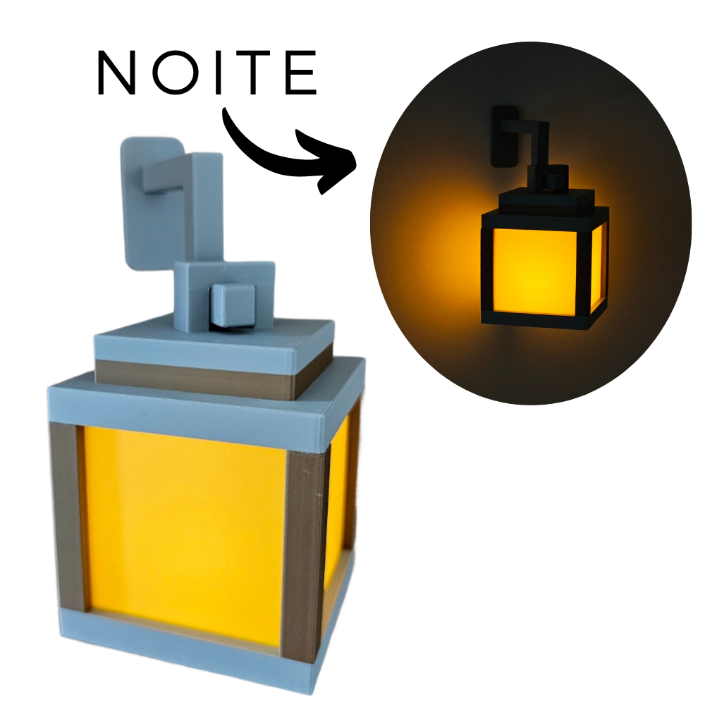 Lampião Minecraft com Suporte de Parede Iluminação Led de Baixo Brilho!