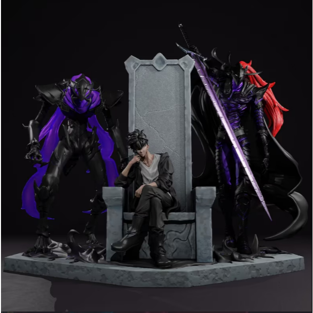 Sung Jin Woo, Beru e Igris Solo Leveling Action Figure Impressao 3d