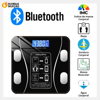 Balança Digital Medidora Corporal Bioimpedância Profissional Bluetooth 180Kg / Pilhas Preto cor Branco USB KD2123