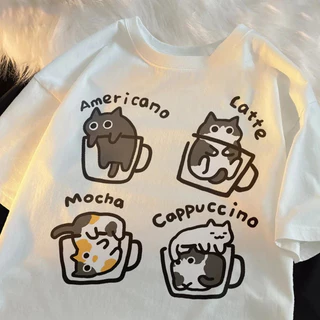 Camiseta Unissex Gato Cafézinho meme engraçada