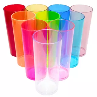 30 Copos Long Drink premium Cristal Colorido de Acrílico 330ml - Beleza, Resistência e Sofisticação para Suas Bebidas!