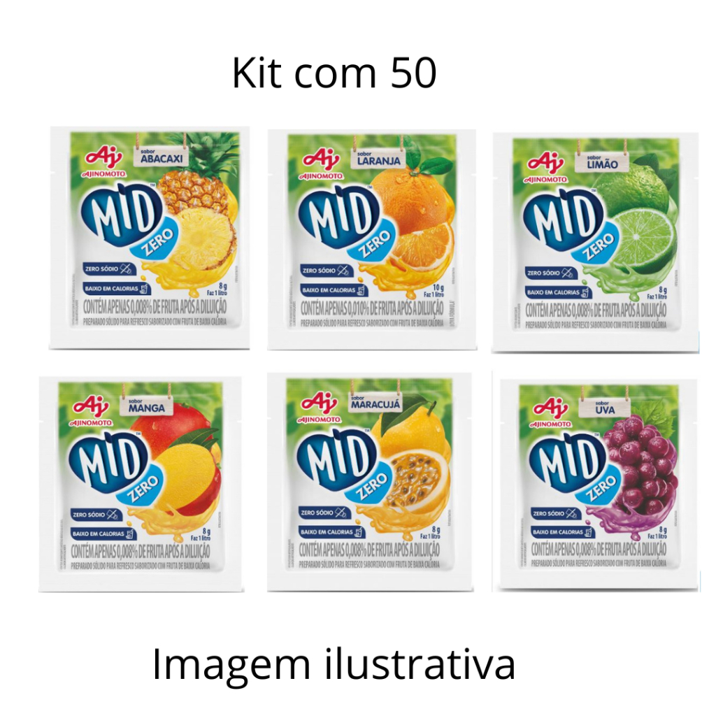 Kit 50 Unidades de Sucos MID Zero Açúcar – Sabores Sortidos | Shopee Brasil