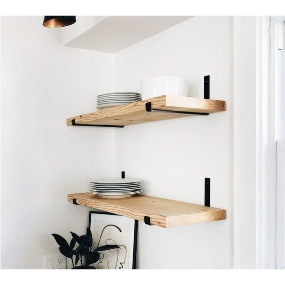 Kit 4 Prateleira Industrial Com Mão francesa de ferro invertida Nicho Decoração rustica